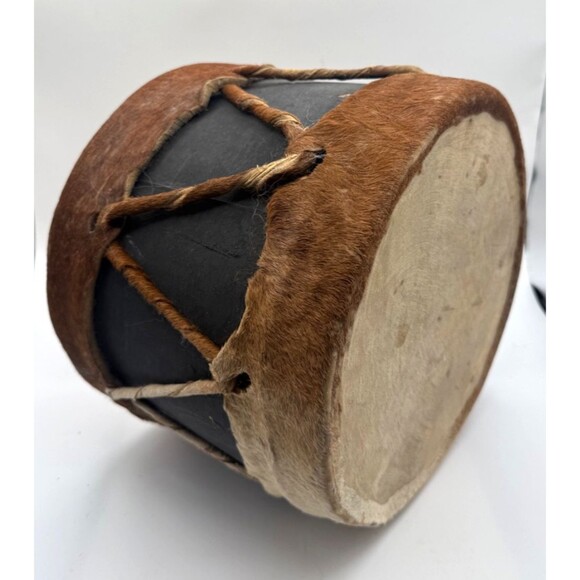 Vintage 2 Sided Native American Indian Rawhide Stretched Drum 12” X 10” Handmade - Picture 3 of 11